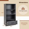 4 -tier Wooden Bookcase Storage Rack Open Display Shelf w/ 1 Drawer Grey