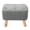 Small Linen Fabric Padded Footstool Footrest Pouffe Wooden Leg StoolHall Chair