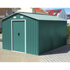 Galvanized Steel Garden Storage Shed Metal Outdoor Bike Shed 12x10ft Doors Base