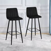 Set of 2 Velvet Chairs High Back Bar Stools Footrest Backrest Metal Legs Pub