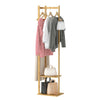 155cm Tall Bamboo Garment Rack Coat Hat Stand with 2 Shelf 3 Hooks Hanger Closet