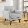 Modern Accent Chair Upholstered Linen Fabric Armchair w/ Cushion