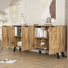 Slim Sideboard 150x35x78cm, 4 Doors Geometric Design, Living Bedroom Storage