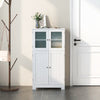 Bathroom Floor Cabinet Freestanding Storage Cupboard W/ 2 Tempered Glass Doors