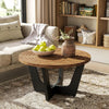 Round Wood Coffee Table, Farmhouse 31.5" Small Center Tea Table for Living Room