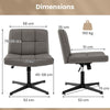 Adjustable Computer Task Vanity Chair Home Office Cross-Legged Chair Grey