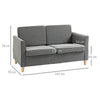 2 Seater Compact Loveseat Sofa Modern Couch with Wood Legs and Armrests Grey