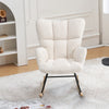 Teddy Fleece Relax Rocking Chair Modern Accent Chair with Wood Legs Living Room