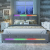 Upholstered 4FT6 Double Bed Frame with 4 Drawers LED Light Strips Velvet Fabric