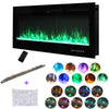 Wall 50 Inch Electric Fireplace 9 LED Colors Crystals/Log Bed Fire Place+ Remote