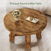 31.5-Inch Round Coffee Table, Solid Wood Center Table with Thickened Tabletop
