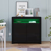 High Gloss 2 Doors Matt Body Sideboard Cupboard Kitchen Buffet Cabinet with LED