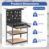 81 x 41 CM Workbench Metal Tool Work Station w/2 PCS Pegboard-Black