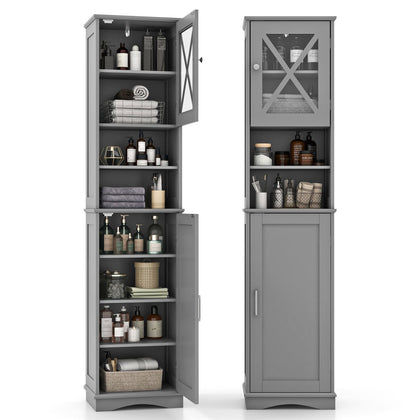 67” Tall Bathroom Cabinet Freestanding Storage Cabinet-Grey