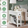 2 Tier End Table Narrow Nightstand w/ Storage Drawer