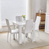 Small Space Dining Set 5Pcs Square Dining Table+ 4 Dining Chair Set White Wooden