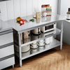 Stainless Steel Kitchen Work Bench Catering Table Worktable W/Undershelf, Wheels