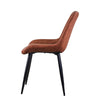 2x Dining Chairs Faux Leather Brown PU Padded Metal legs Restaurant Chair