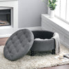 Upholstered Coffee Table Large Round Pouffe Stool Storage Ottoman Blanket Box