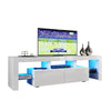 Modern White High Gloss TV Unit Cabinet Stand With Storage Drawers RGB LED Light