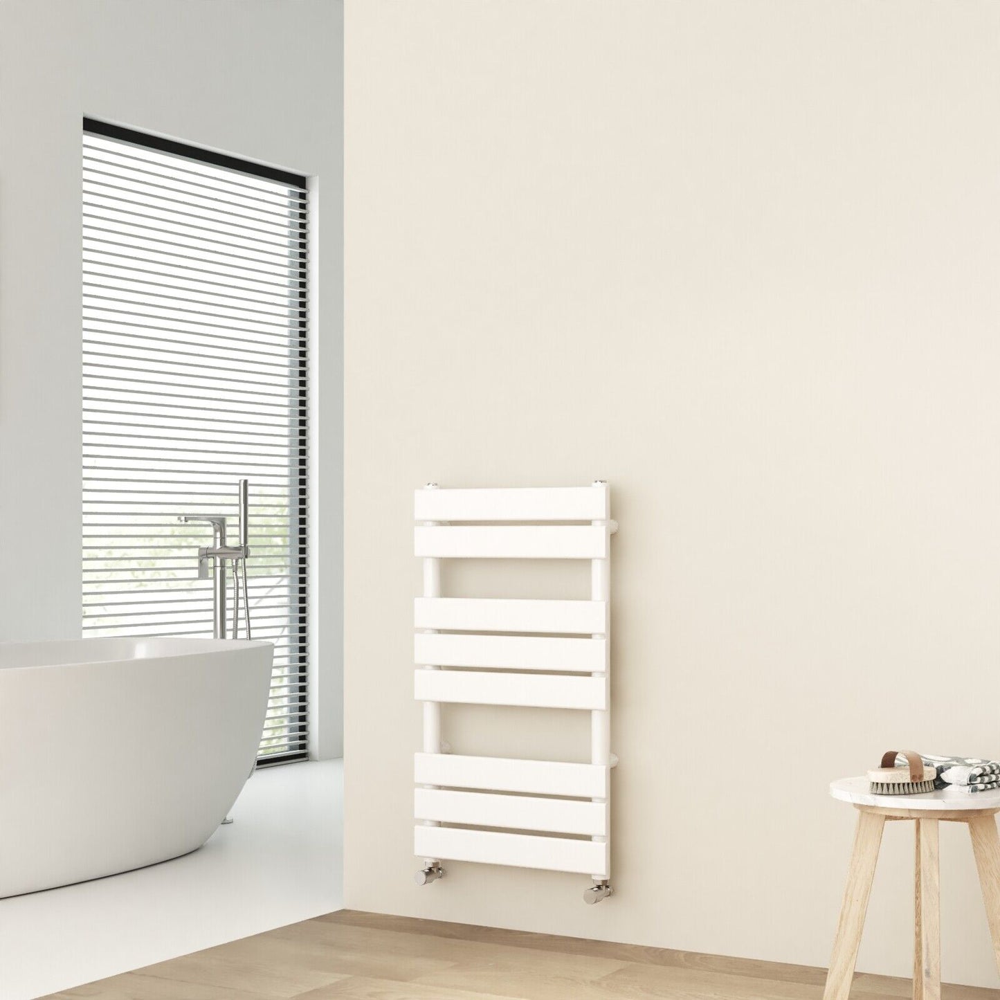 Designer Flat Panel Heated Bathroom Towel Rail Radiator Warmer Heating White