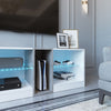 Mondeer LED TV Cabinet TV Stand 140cm with 5 Open Compartments RGB Lights White