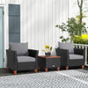 3 PCS Outdoor Wicker Bistro Set Garden Patio Rattan Sofa Set w/Cushion