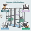 Large Wooden Cat House Kitten Cage Enclosure Walk-in Cat Kennel with 7 Platforms
