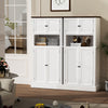 128cm Freestanding Kitchen Cupboard 4-door Storage Cabinet & Open Compartment UK