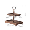 2-Tier Wooden Round Rectangle Tray Dessert Cupcake Display Rack Shelf Party Home