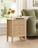 HEYZOEY Bedside Table Chest of 3 Drawers, Bedside Cabinet Wooden Nightstand, Oak
