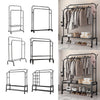 Rolling Double Clothes Rail Hanging Rack Garment DisplayStand Shoe Storage Shelf