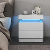 Versatile Bedside Table Bedroom LED Nightstand with 2 Drawers-White