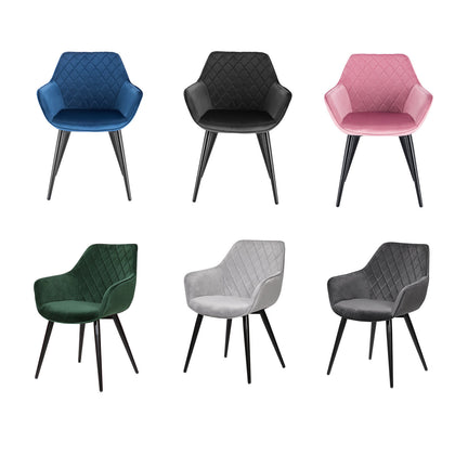 1/2/4/6x Dining Chairs Lounge Kitchen Backrest Living Room Armchair Velvet Metal