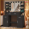 LED Mirror Dressing Table Vanity Set with Storage Cabinet Drawer Shelf Bedroom
