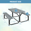 3 Piece Picnic Table Bench Set Outdoor Camping Picnic Tables Grey