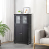 4-Door Bathroom Cabinet Freestanding Floor Storage Cabinet Home Organizer Black