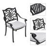 Set of 4 Cast Aluminum Patio Chairs Outdoor Dining Chairs with Cushion & Armrest