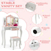 2-in-1 Kids Vanity Table Set Princess Pretend Play Dressing Table Writing Desk