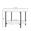 Round 2-Tier Coffee Table with Storage Shelf, Rustic Wood & Metal