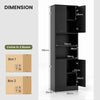 190cm Tall Freestanding Cupboard Kitchen Pantry Cabinet w/ Doors & Shelves Black