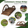 Wooden Garden Bridge Carbonized Fir Wood Arc Bridge W/ Wheel-Shaped Safety Rail