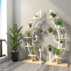8-Tier Tall Wooden Plant Stand Rack Curved Half Moon Shape Ladder Planter Shelf