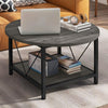 Round Coffee Table with Storage Shelf & Metal Legs, 80cm, for Living Room