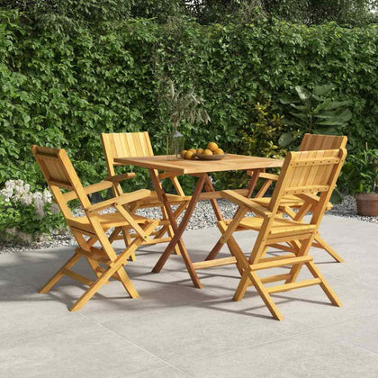5 Piece Garden Dining Set Solid Wood Teak