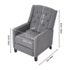 Grey Single Sofa Chair, 140° Reclining Backrest Lounge Armchair with Wooden Legs