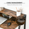 2 Tier Computer Desk Rustic Brown 100cm Metal Frame Table with Storage Shelf