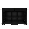 Rolling Kitchen Island Storage Trolley with Drop Leaf Top and 2 Drawers, Black