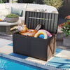 Rattan Texture Storage Container with Wheels & Lockable Lid Brown