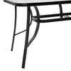 150cm Rectangle Metal Garden Dining Table Glass Top w/Parasol Hole Outdoor Patio